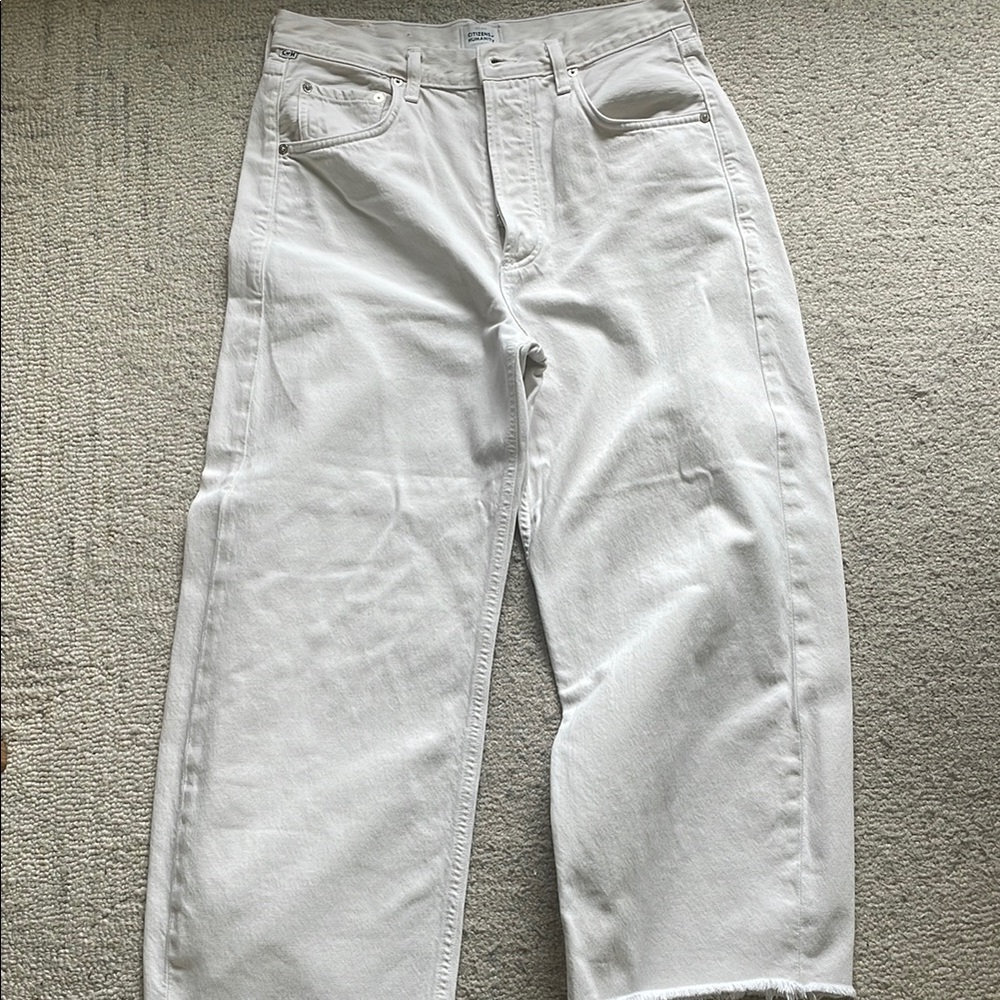 Almond colour Citizens Humanity Ayla raw edge jeans.